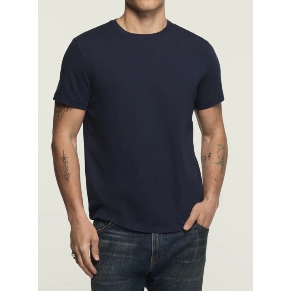 LUCKY Supima Short Sleeve Crew Tee Navy NWT SIZE L